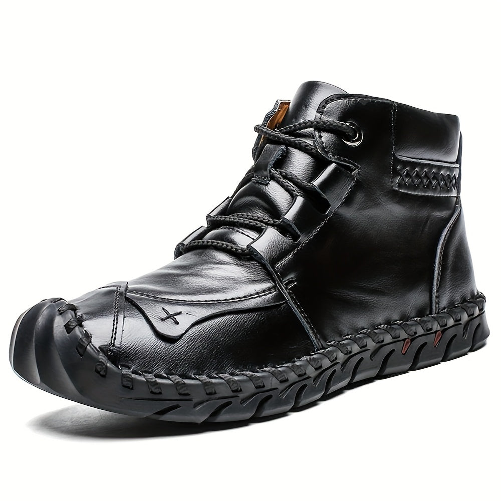 Schnürhalbstiefel mit Kontrastnähten und Profilsohle für Herren