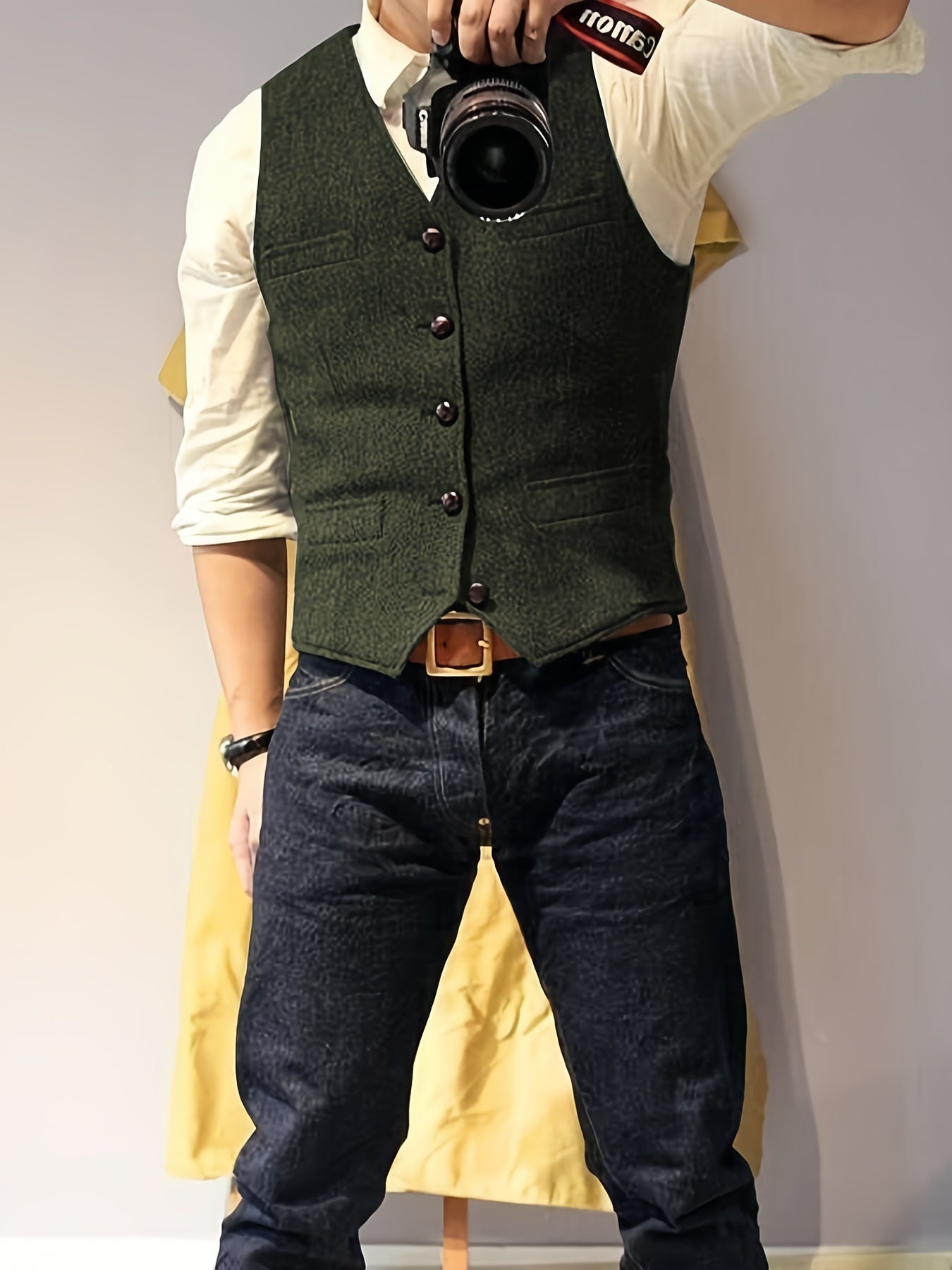 Vintage Tweed Weste im Western-Stil für Herren