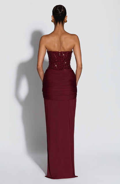 Ärmelloses Corsagen-Glitzer-Maxikleid Damen