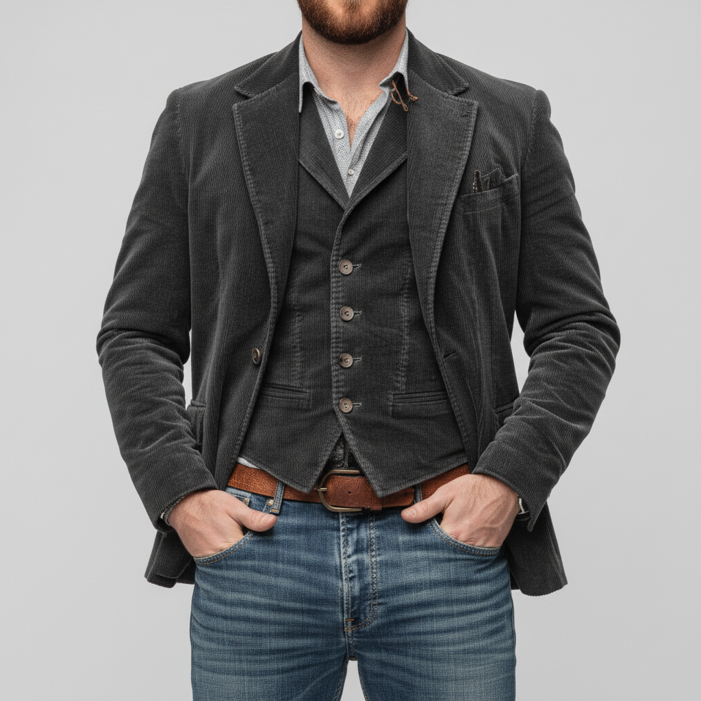 Blazer und Weste Set im Vintage Stil für Herren