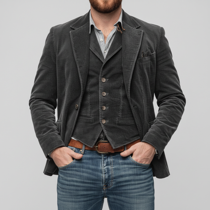 Blazer und Weste Set im Vintage Stil für Herren