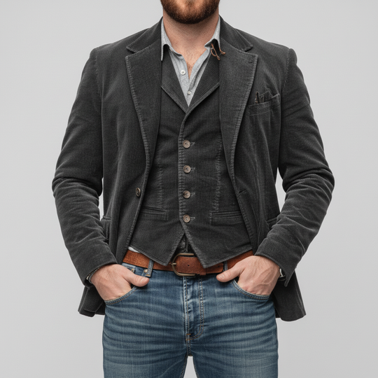 Blazer und Weste Set im Vintage Stil für Herren