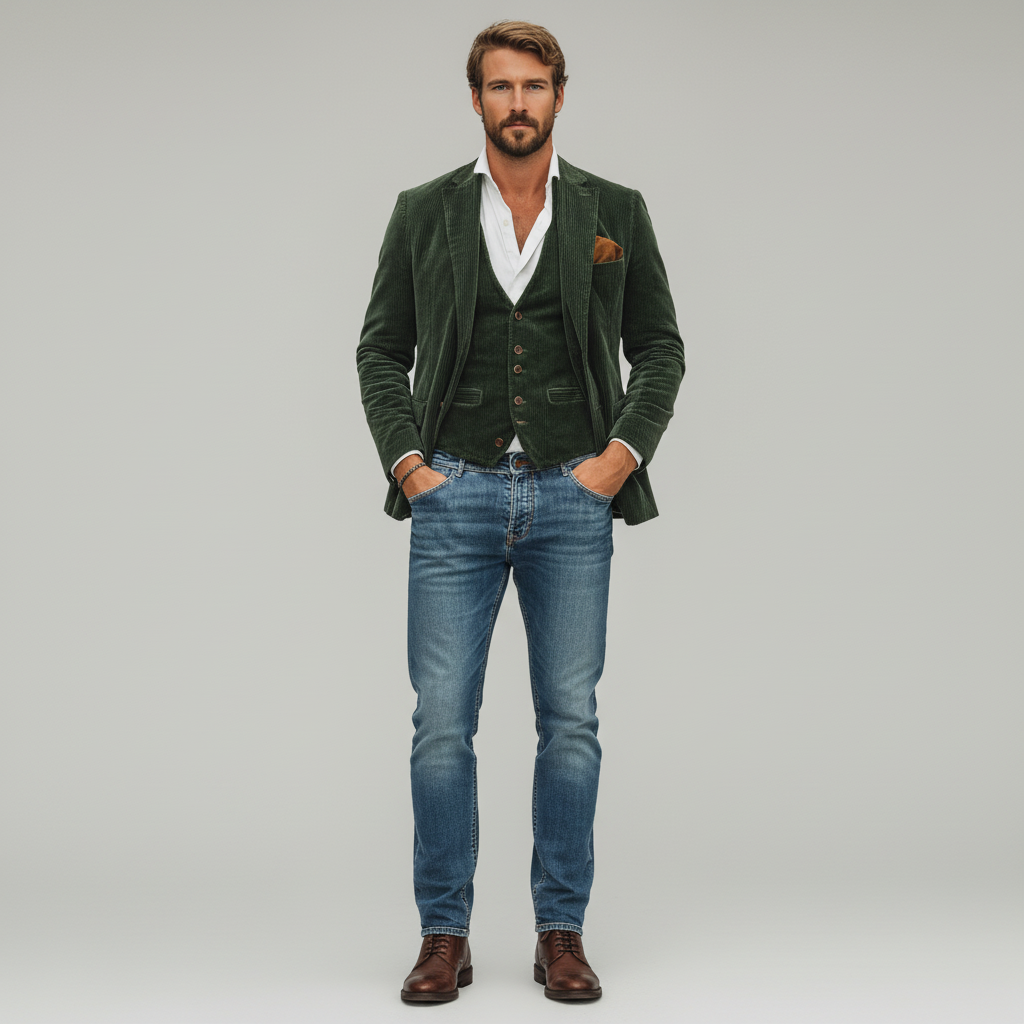 Blazer und Weste Set im Vintage Stil für Herren