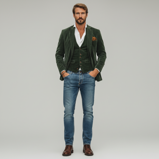 Blazer und Weste Set im Vintage Stil für Herren