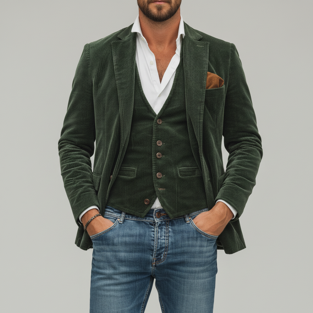 Blazer und Weste Set im Vintage Stil für Herren