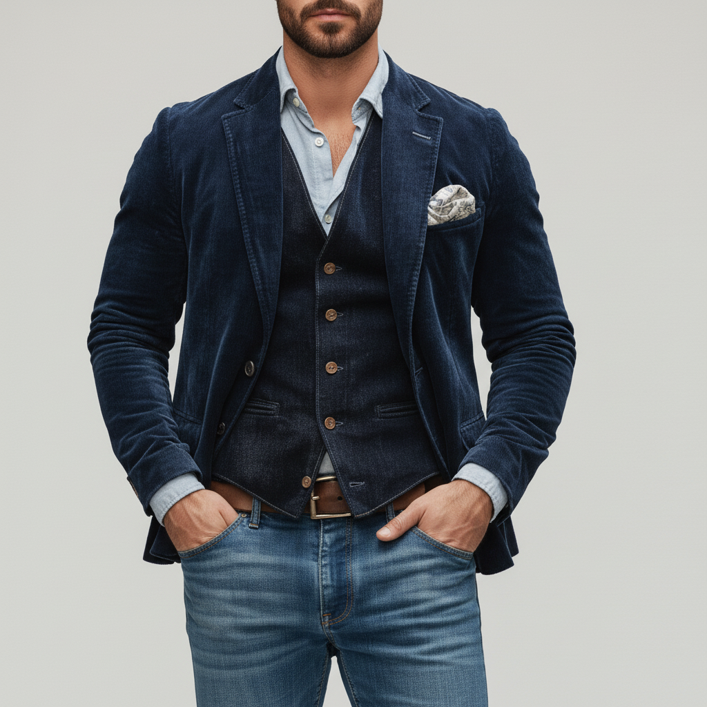 Blazer und Weste Set im Vintage Stil für Herren