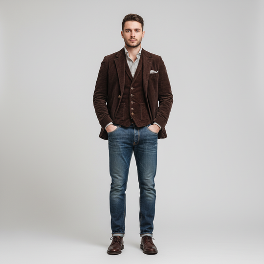 Blazer und Weste Set im Vintage Stil für Herren