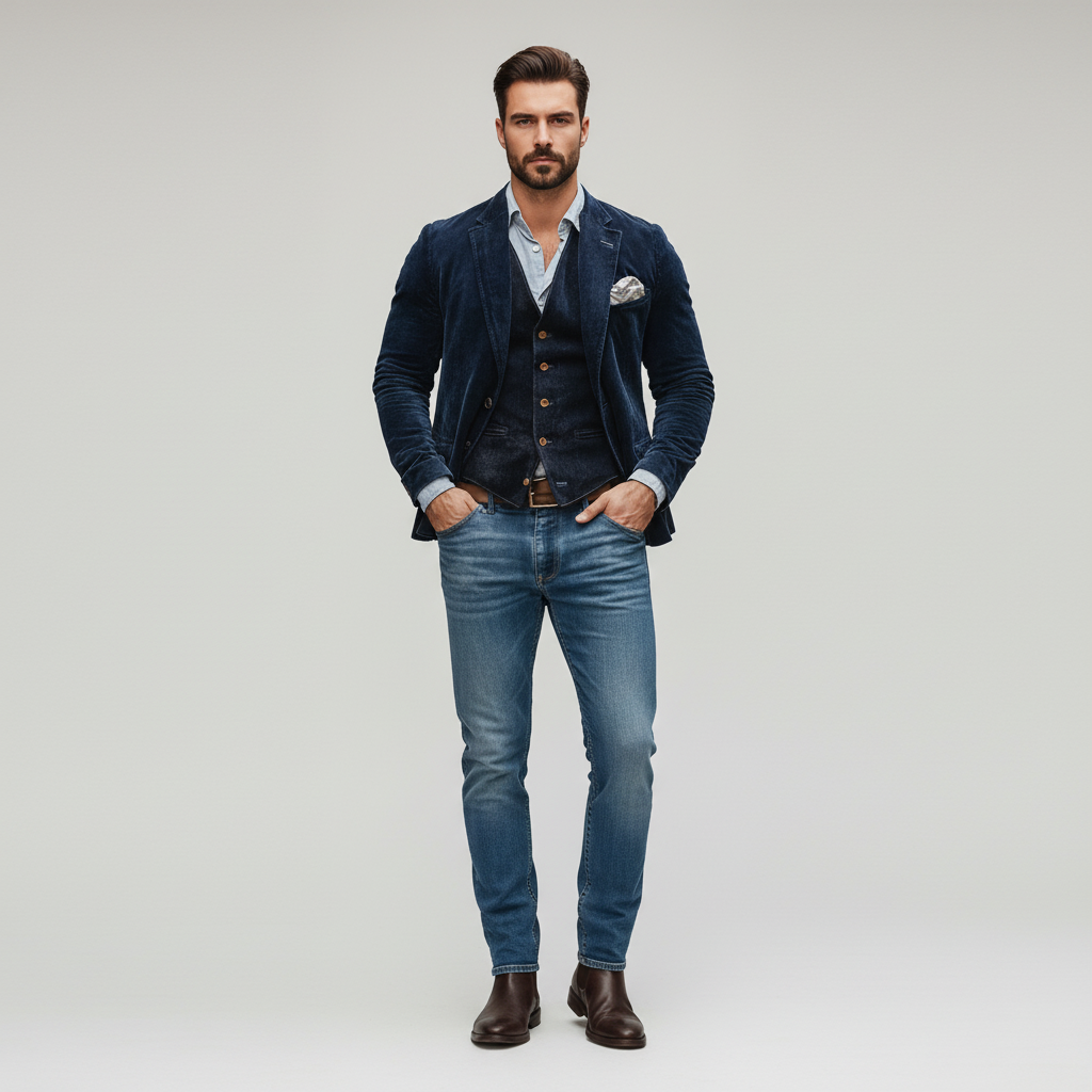 Blazer und Weste Set im Vintage Stil für Herren