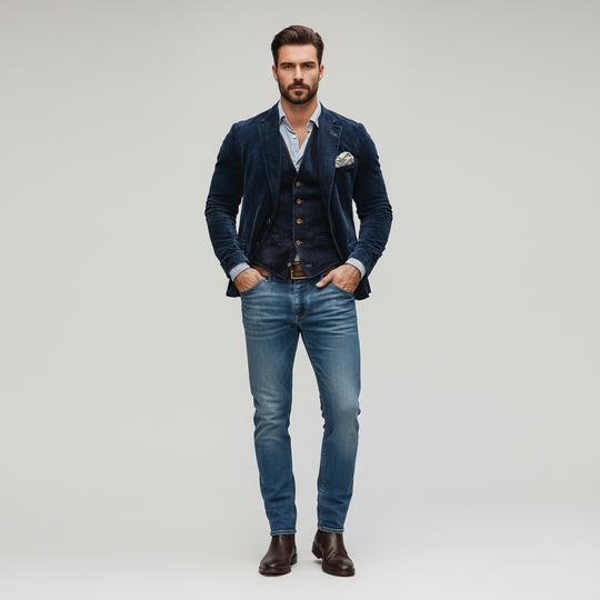 Blazer und Weste Set im Vintage Stil für Herren