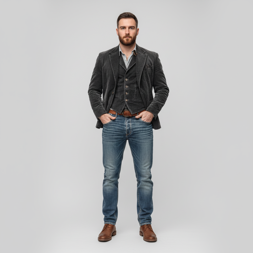 Blazer und Weste Set im Vintage Stil für Herren