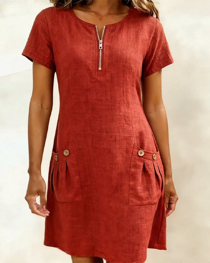 Leinenkleid mit A-Linien-Schnitt und weicher Haptik