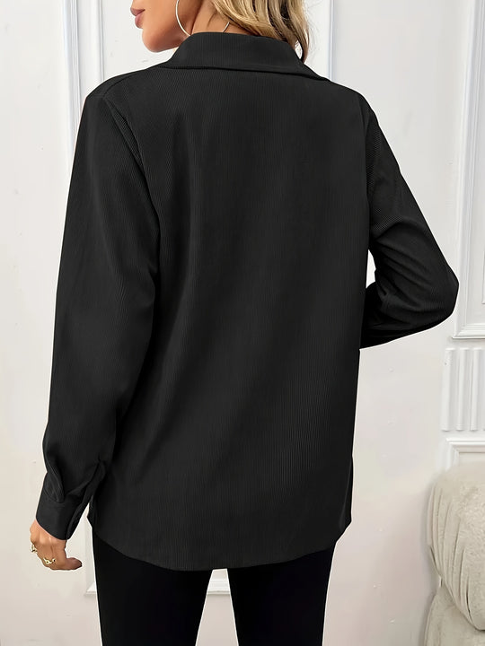 Cordjacke mit Reverskragen und aufgesetzten Taschen für Damen
