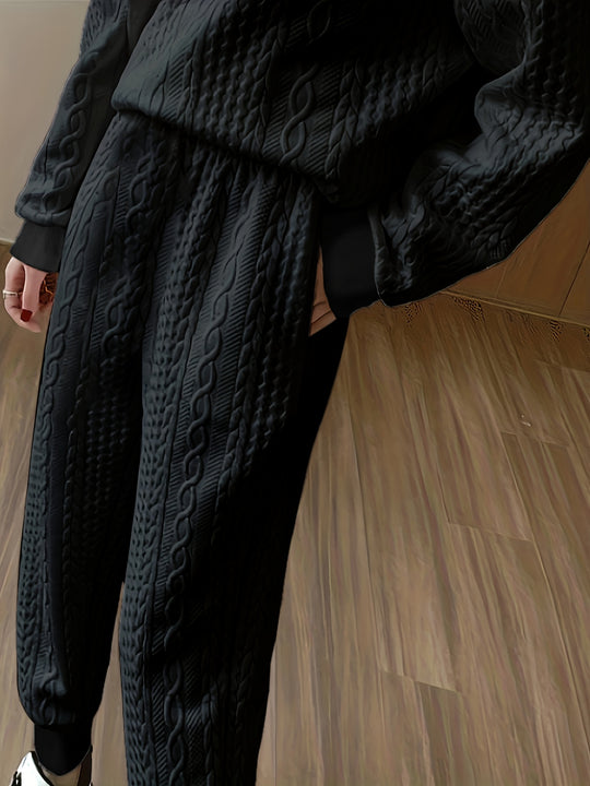 Zweiteiliges Strickset mit Zopfmuster für Damen