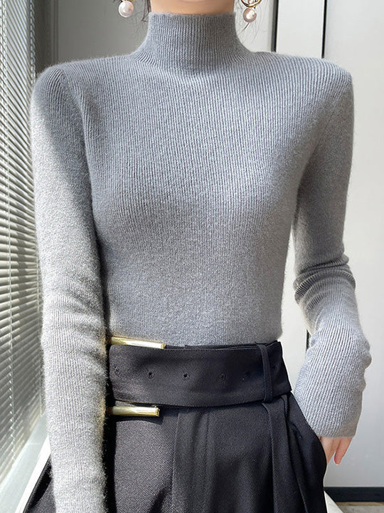 Damen Strickpullover Mit Halbhohem Kragen Und Schmalem Schnitt