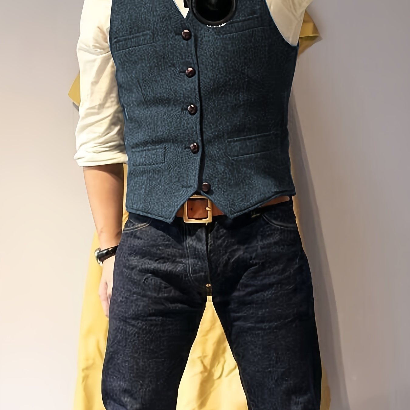 Vintage Tweed Weste im Western-Stil für Herren