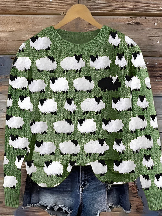 Warmer Damenpullover aus Wolle mit Print