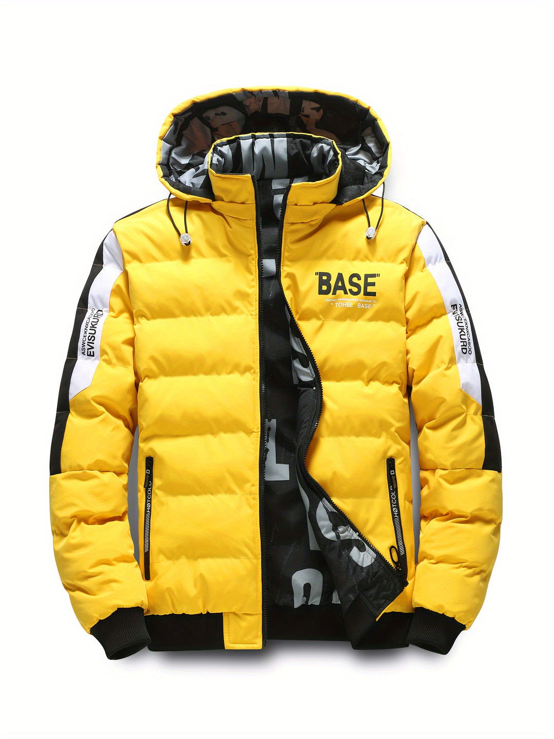 Wärmende Pufferjacke mit Buchstabenmuster für Herren