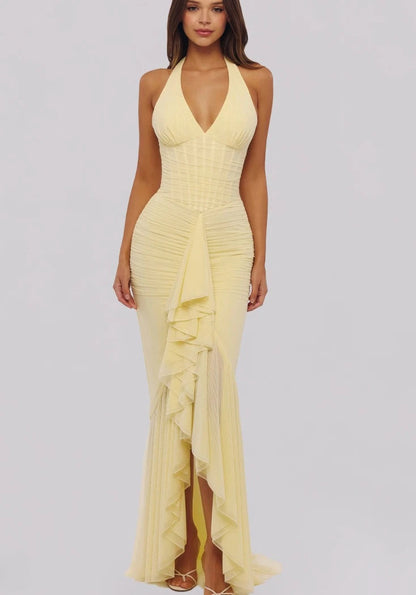 Maxikleid mit gerafftem Neckholder für Hochzeitsgäste