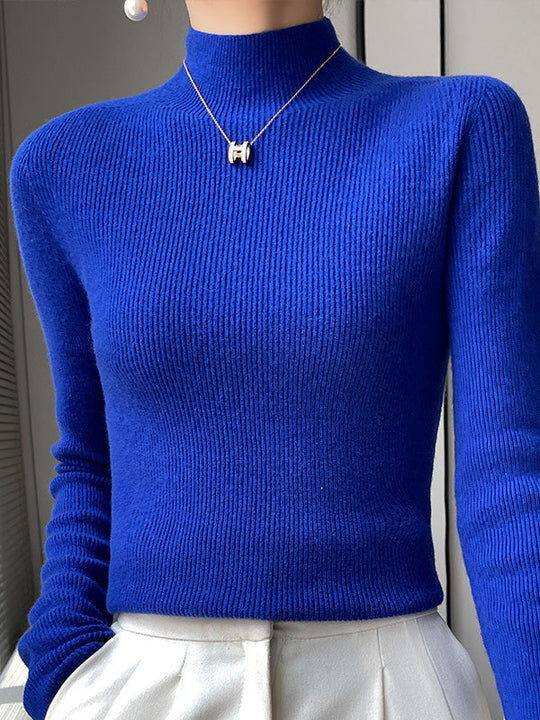 Damen Strickpullover Mit Halbhohem Kragen Und Schmalem Schnitt