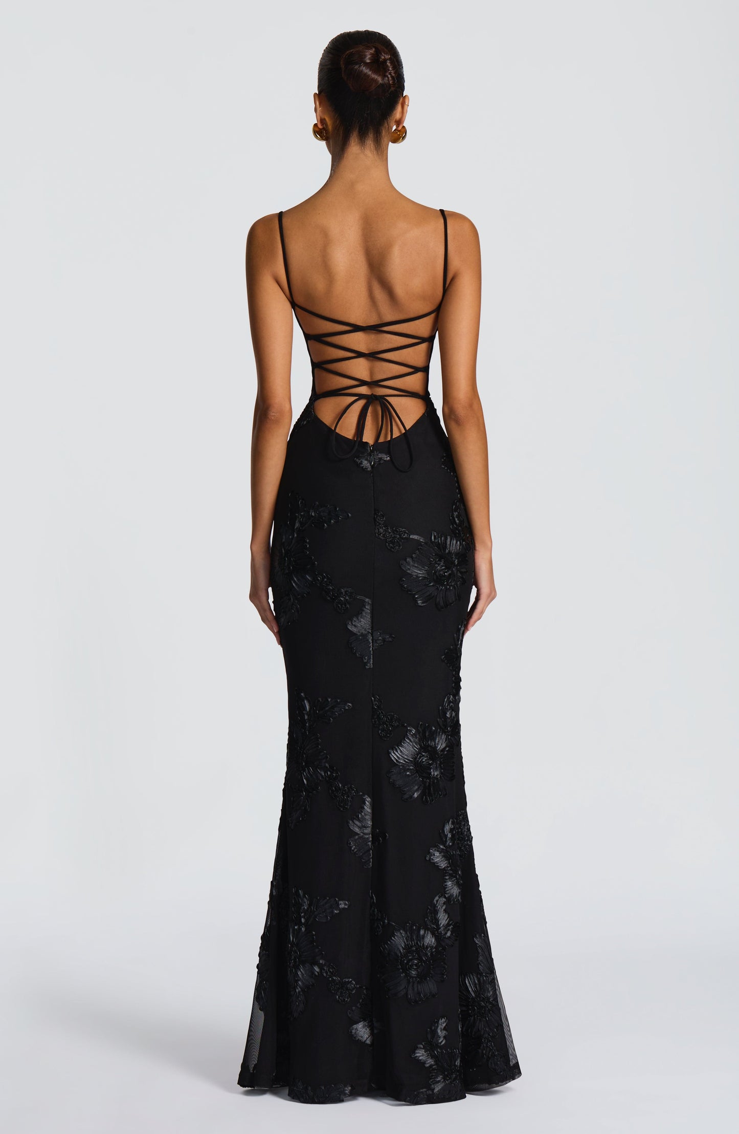 Maxikleid aus Velours mit herzförmigem Ausschnitt