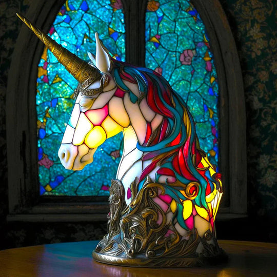 Kunstvolle Tier-Tischlampe mit Buntglaseffekt