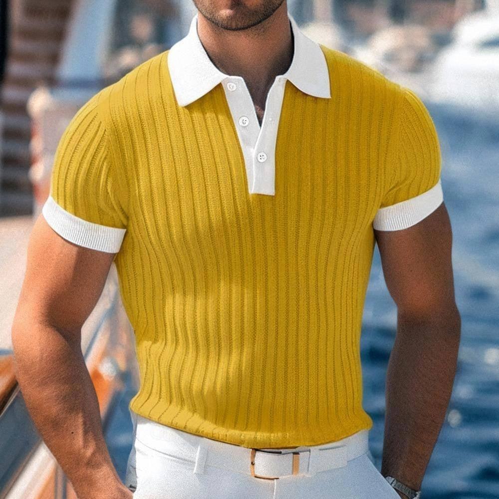 Herren Sommer Polo Mit Strukturiertem Strickdesign