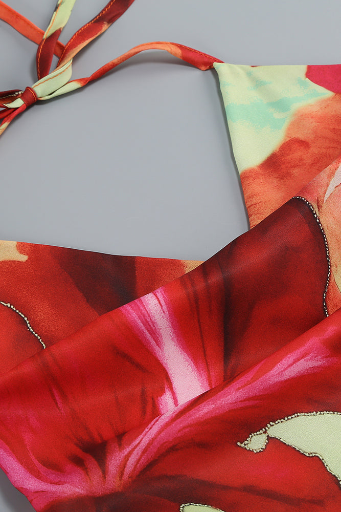 Maxikleid aus Polyester mit Blumenmuster