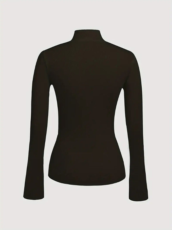 Damen Asymmetrischer Strickpullover Mit V-Ausschnitt Und Knopfleiste