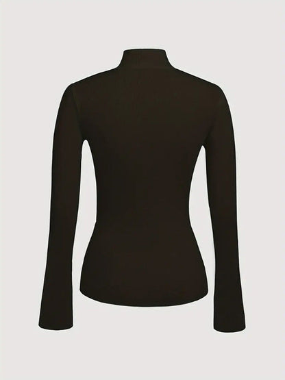 Damen Asymmetrischer Strickpullover Mit V-Ausschnitt Und Knopfleiste
