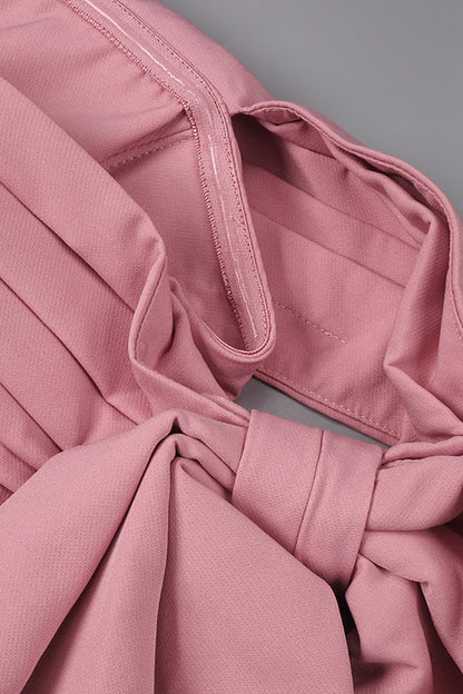 Midi-Kleid mit schulterfreiem Schnitt und Schleifendetail in Pink