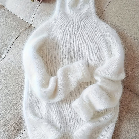 Rollkragenpullover in einfarbigem Design für Damen