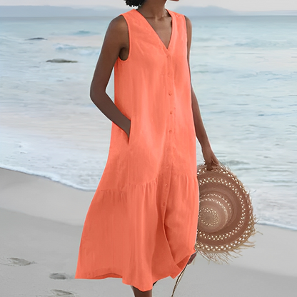 Einfaches Leinen-Sommerkleid für Damen