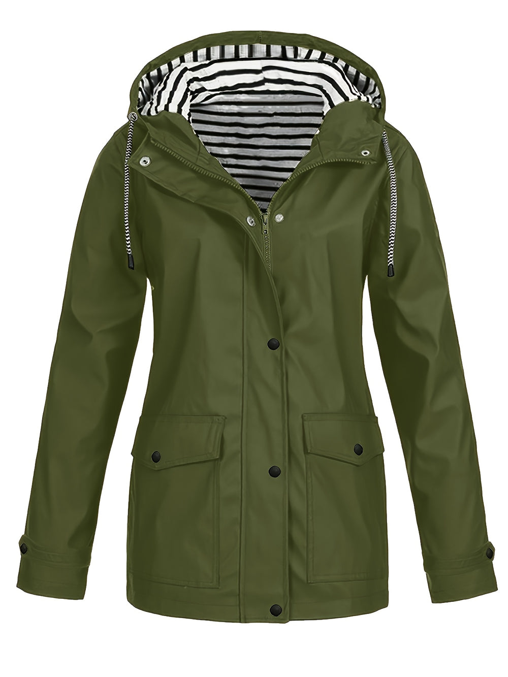 Gestreifte Jacke mit Kapuze und Reißverschluss für Damen