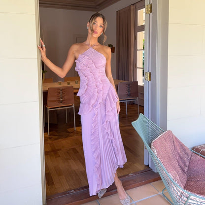 Tea Rose lila plissiertes Midikleid für Damen