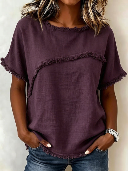 Damen T Shirt Mit Fransen Locker Geschnitten