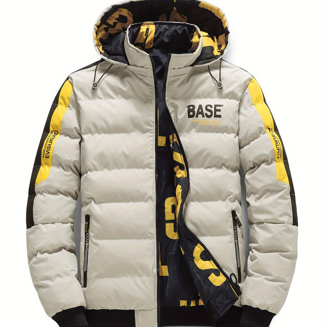 Wärmende Pufferjacke mit Buchstabenmuster für Herren