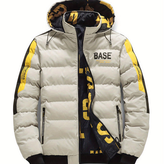 Wärmende Pufferjacke mit Buchstabenmuster für Herren