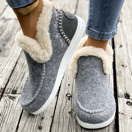 Gefütterte Slip-On Winterhausschuhe mit Profilsohle für Damen