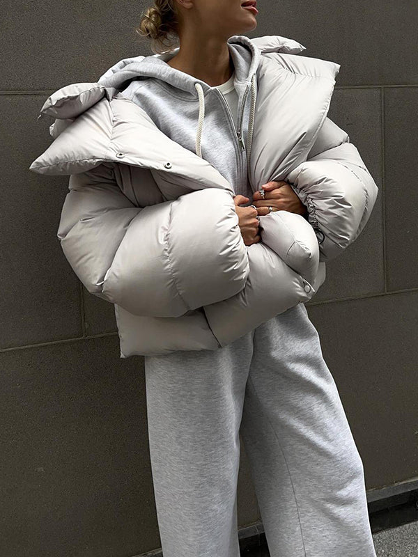 Damen Winter Steppjacke Mit Kapuze Im Lockeren Schnitt