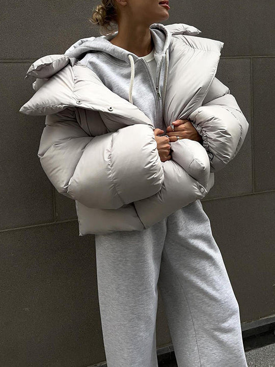 Damen Winter Steppjacke Mit Kapuze Im Lockeren Schnitt