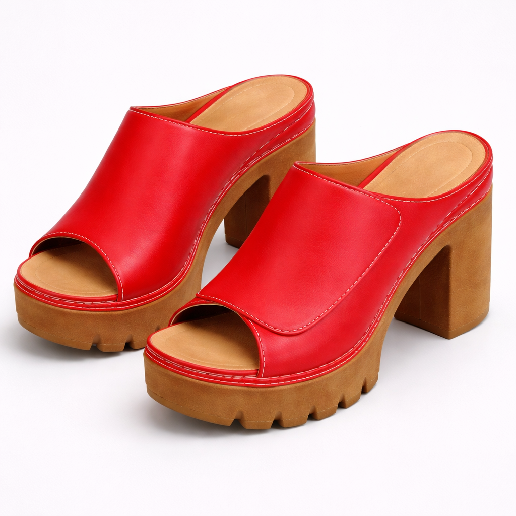 Damen Plateau Heels Mit Blockabsatz
