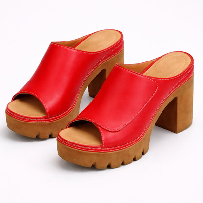 Damen Plateau Heels Mit Blockabsatz