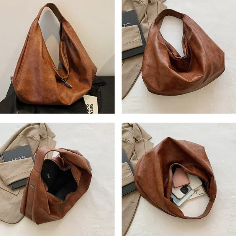 Große weiche Ledertasche für Damen mit Schulterriemen