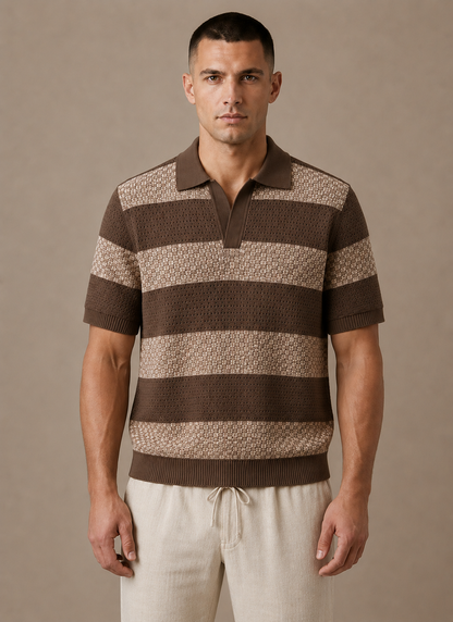 Herren Poloshirt aus Baumwolle mit Streifen, Regular Fit