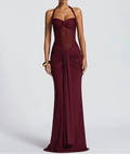 Halter gerafftes Bodycon Maxikleid formendes Abendkleid