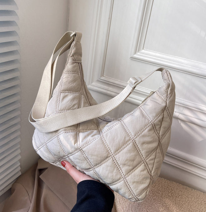 Gesteppte Diamond Puffer Schultertasche Leichtes Nylon