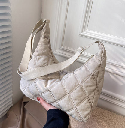 Gesteppte Diamond Puffer Schultertasche Leichtes Nylon