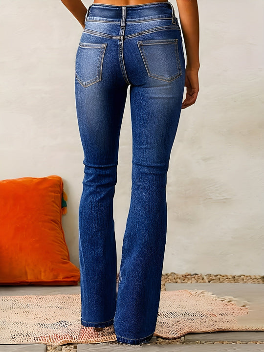 Damen Schlagjeans Mit Hohem Bund Im Retro Stil
