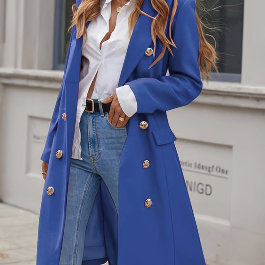 Langer Trenchcoat mit Knopfleiste und A-Linien-Schnitt für Damen