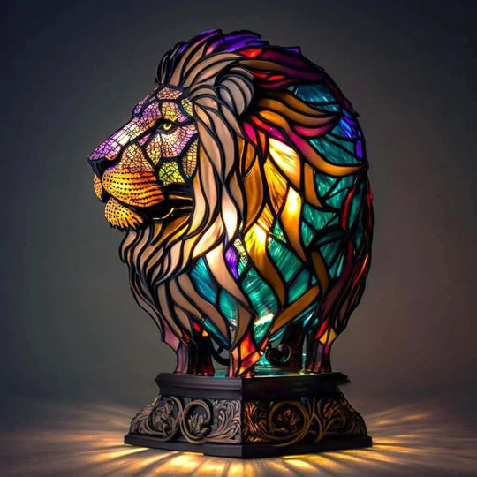 Kunstvolle Tier-Tischlampe mit Buntglaseffekt